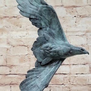 Signed Milo Flying Eagle Bronze Sculpture with Special Patina Hot Cast Statue